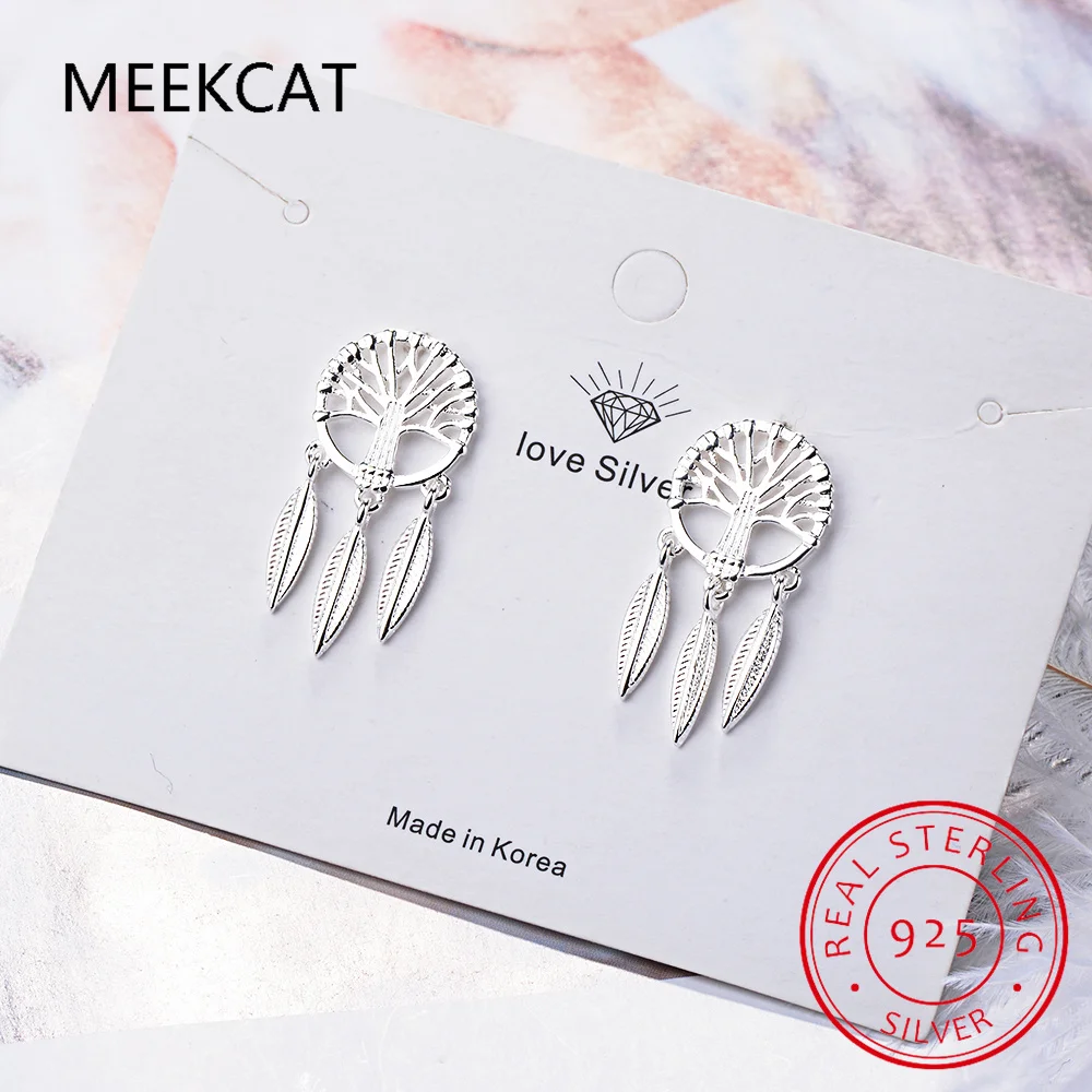 Настоящее серебро 925 пробы серьги Древо жизни для женщин серьги-гвоздики с