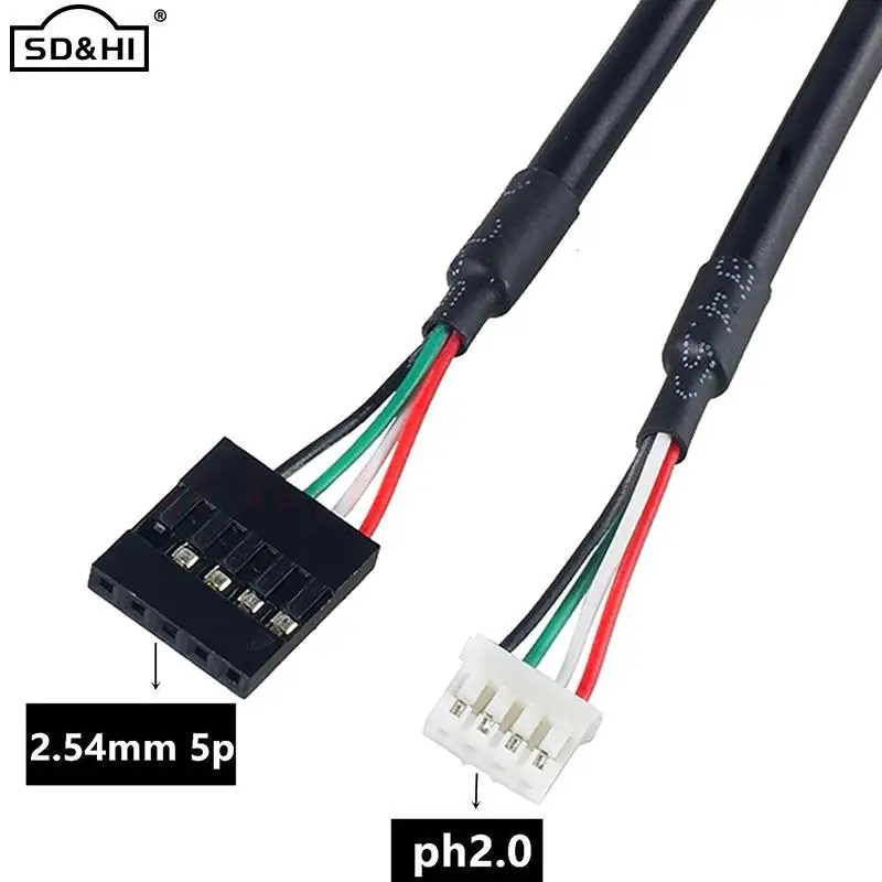 

30cm Black Ph2.0 Motherboard To DuPont 2.54 Cable PH2.0 To DuPont 2.54mm 4Pin Male/5Pin Female USB 2.0 Converter Cable