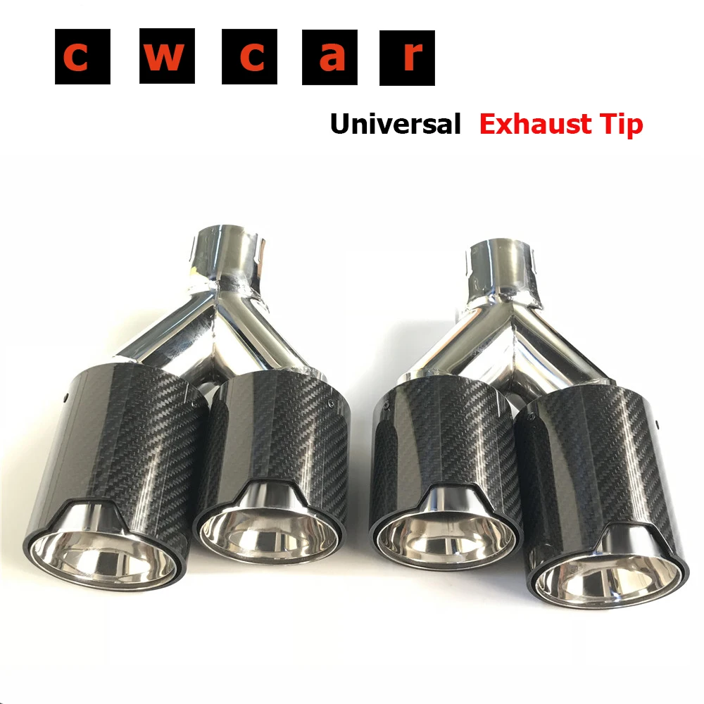 

1 пара двойных наконечников глушителя, универсальные наконечники M Performance из углеродного волокна M Logo, Двойные наконечники выхлопной трубы для BMW серии