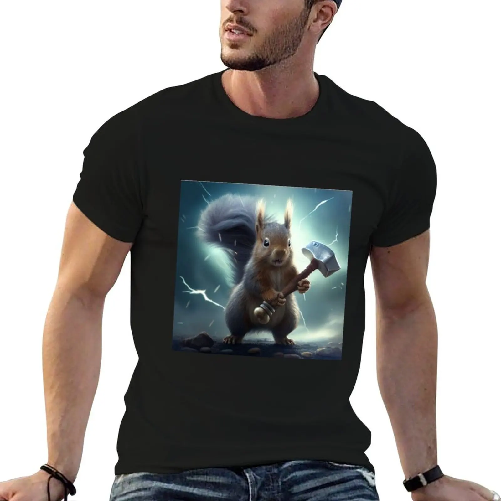 Фото Футболка Thor Squirrel для мужчин, праздничная футболка для вечеринок №1