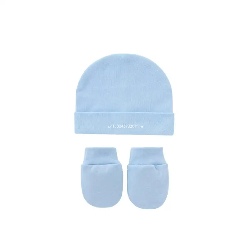 

Baby Solid Color for Head Wrap Bonnet Face for Protection Mitts Soft Cotton Comfy No Scratch Mittens Turban Beanie