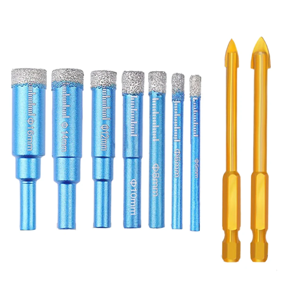 

9pcs Round Handle Brazed Diamond Dry Ceramic Tile Drill Bit Marble Granite Vitrified Tile Hole Opener Saw Cutter Diamond Drill