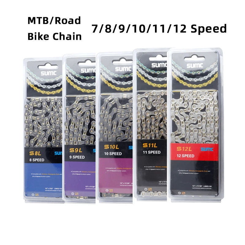 

SUMC 8/9/10/11/12 Speed Bicycle Chain MTB Mountain Road Bike Chain for SHIMANO Campagnolo SRAM Half Hollow Bicycle Chain 116L