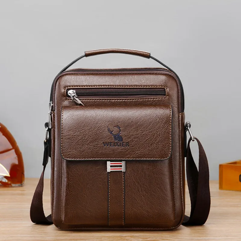 New Vintage Flap Crossbody Bag For Men Luxury Leather Male Shoulder Bag Small HandBag Tote Bags Business Messenger Bag