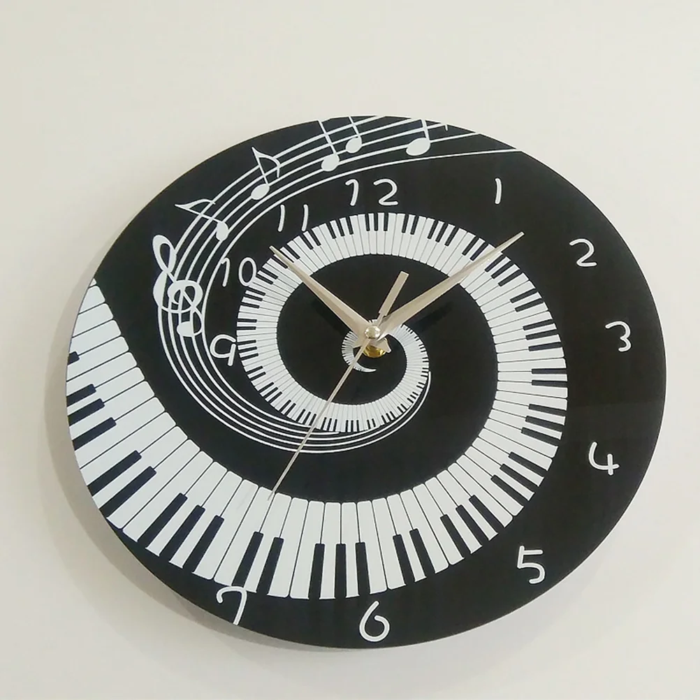 

1pc Piano Style Wall Clock Acrylic Clock Creative Hanging Ornament Room Decor for Cafe Home Hotel Without Random
