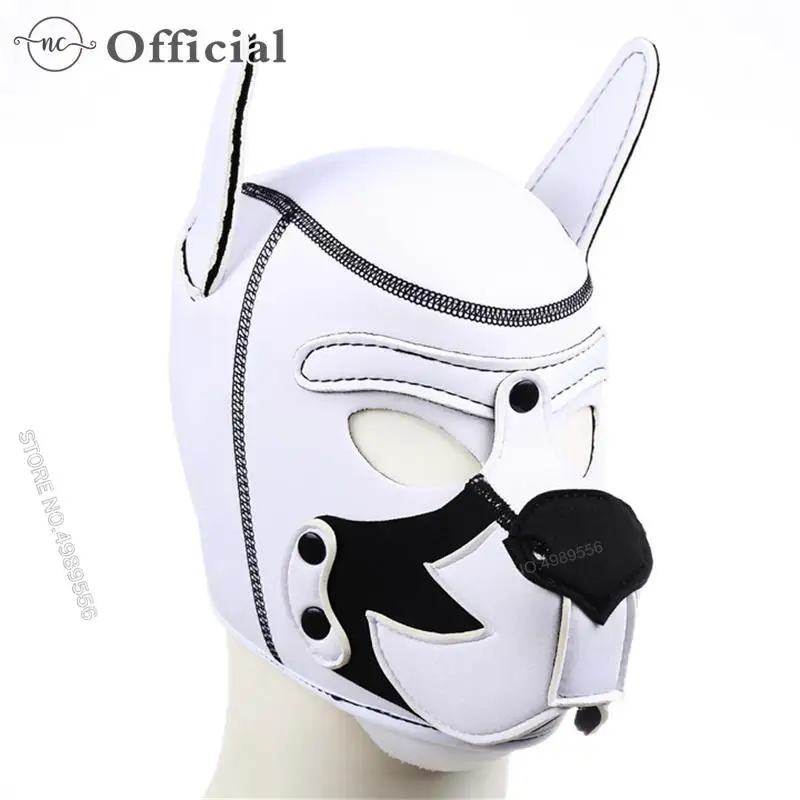 

Новые Сексуальные костюмы для косплея белых собак регулируемый капюшон для щенка маска на все лицо для Хэллоуина ролевая игра искусственная голова маски