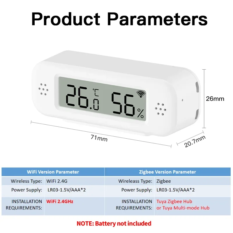 Миниатюрный Термометр И Гигрометр Tuya Zigbee С Wi-fi Для Умного Дома Работает Датчиком