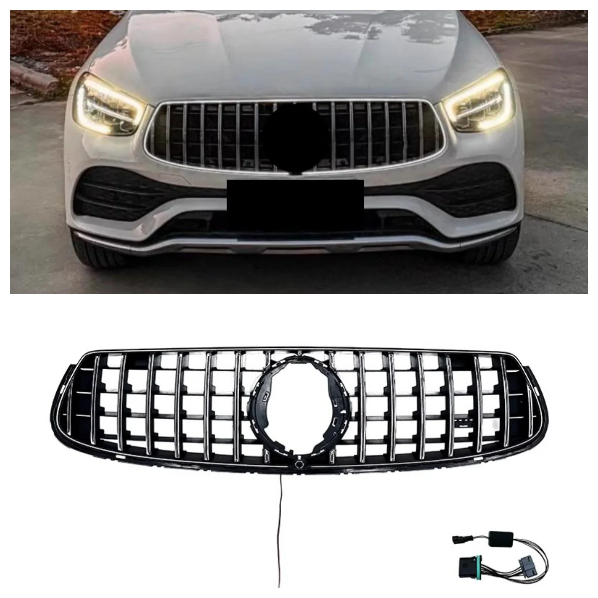 

Материал ABS, светящаяся решетка радиатора для Mercedes Benz GLC43 GLC63 W253 20-22, модифицированная светодиодная яркая сетчатая маска