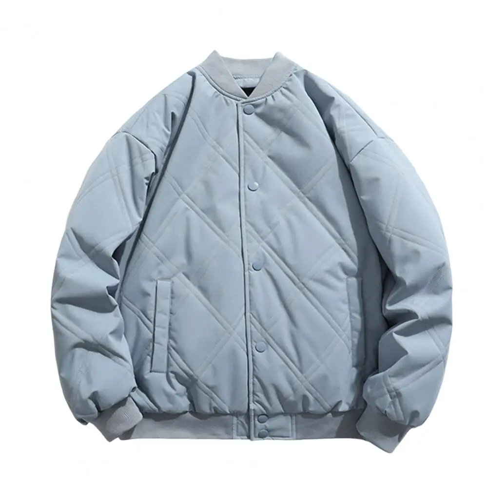 Trendy Bomber Jacket Buttons Temperament Ribbed Cuff Pockets Bomber Jacket  Vintage Unisex Coat Streetwear