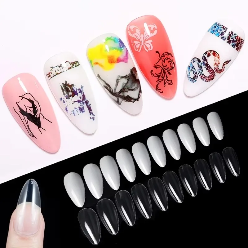 Длинные миндалевидные накладные ногти с полным покрытием 500 шт. искусственные