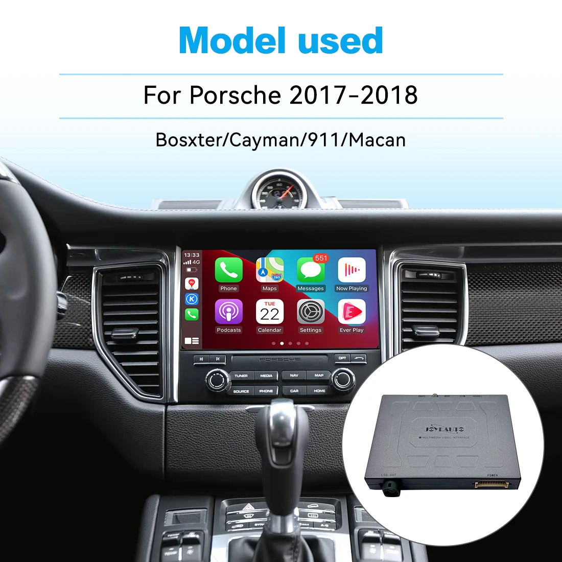 Фото Модуль JoyeAuto для беспроводного подключения CarPlay и Android Auto для Porsche PCM4.0 2017-2018 Boxster/Cayman/911/Macan с функцией Mirror AirPlay №2