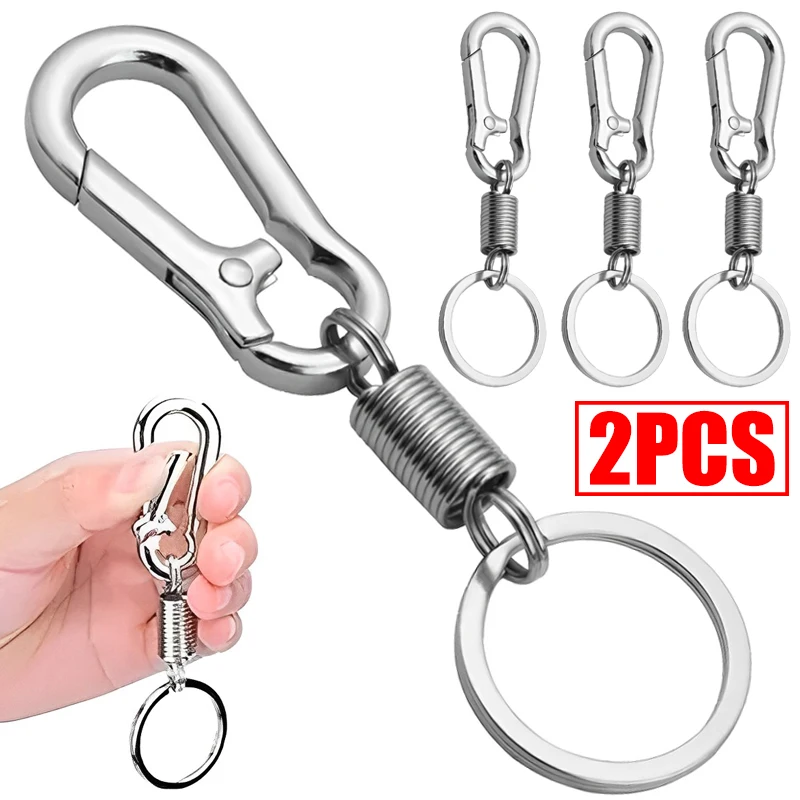 

Spring Keychain Climbing Hook Black Clasp Car Keychain Simple Strong Carabiner Shape Keychain Accessories Metal Vintage Key Chai