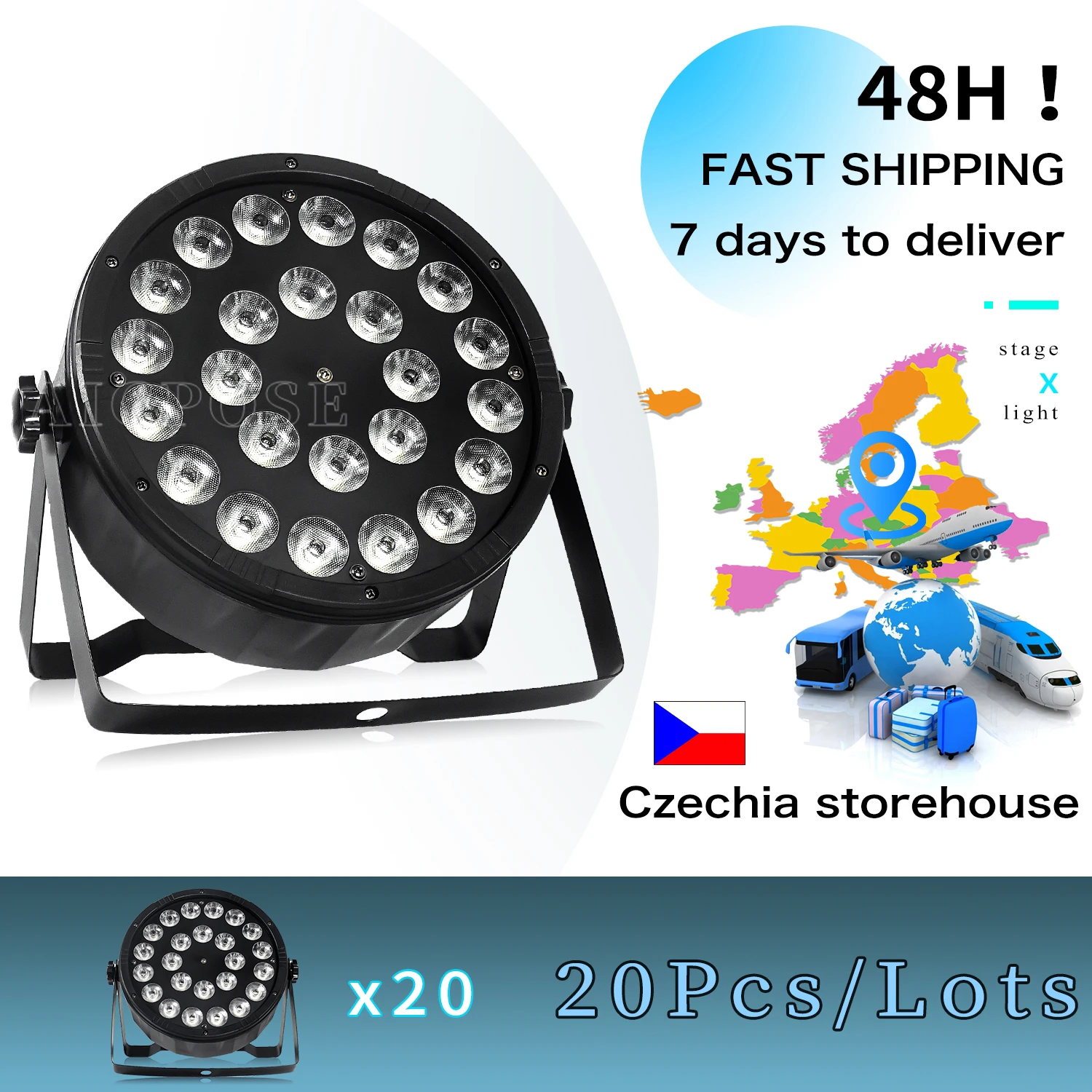 

20Pcs/Lots Wireless Remote Control RGBW 4in1 LED Par Light 24x12WDMX Controlled Stage Flat Spotlight for DJ Disco Stage Lighting