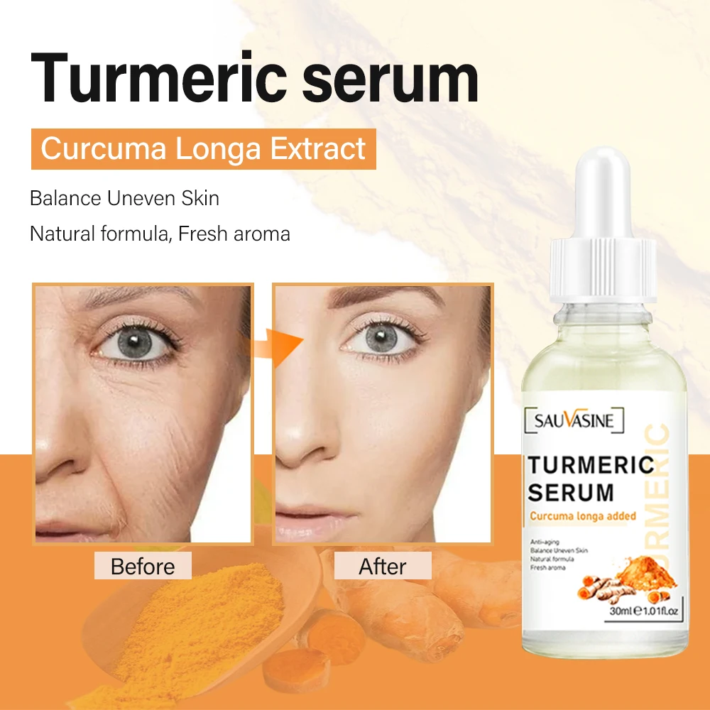 

30ml Turmeric Essence Extract Facial Serum Gently Moisturizes Skin Fade Acne Marks Fine Lines Anti-aging Promote Absorption