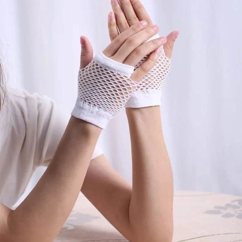 

Женские перчатки с вырезами, Сетчатые эластичные перчатки в стиле панк, сексуальные короткие сетчатые перчатки для женщин