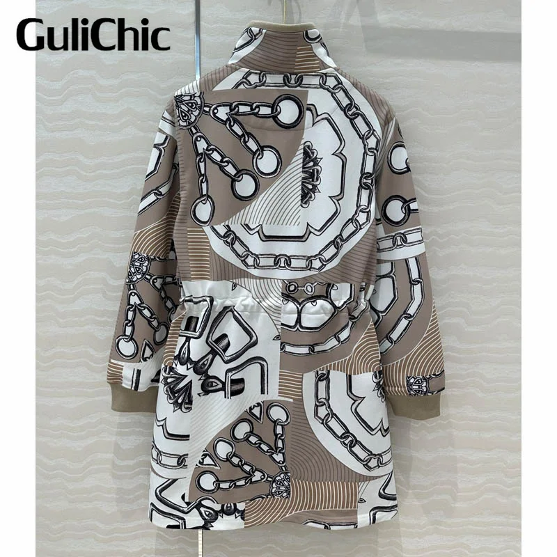 10.21 GuliChic женское спортивное платье с цепочкой и принтом воротник-стойка двойная