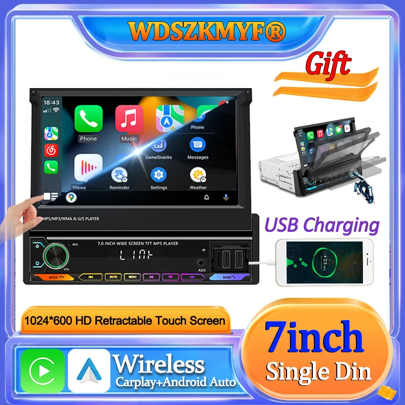 7-дюймовый Сенсорный Экран One Din Автомобильный Радиоприемник Мультимедийный