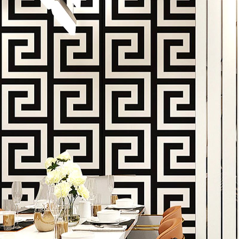 

Черно-белая Геометрическая настенная бумага, дизайнерская настенная бумага для спальни