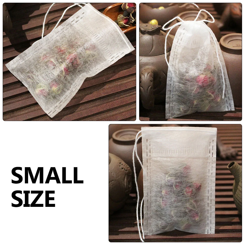 100 шт. чайные фильтры пакетики на шнурке для заварки чая из волокна Zein одноразовые