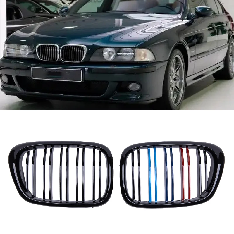 Car Front Bumper Hood Kidney Grille Grill M Style Grilles For BMW E39 5-Series 525 528 1999-2003 Dual Slat Grille  Accessories