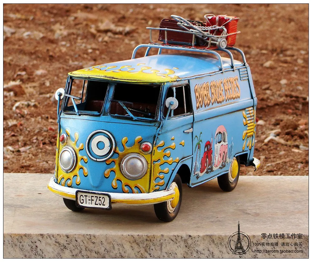 Американский автобус хиппи 1970-х годов антикварные металлические модели