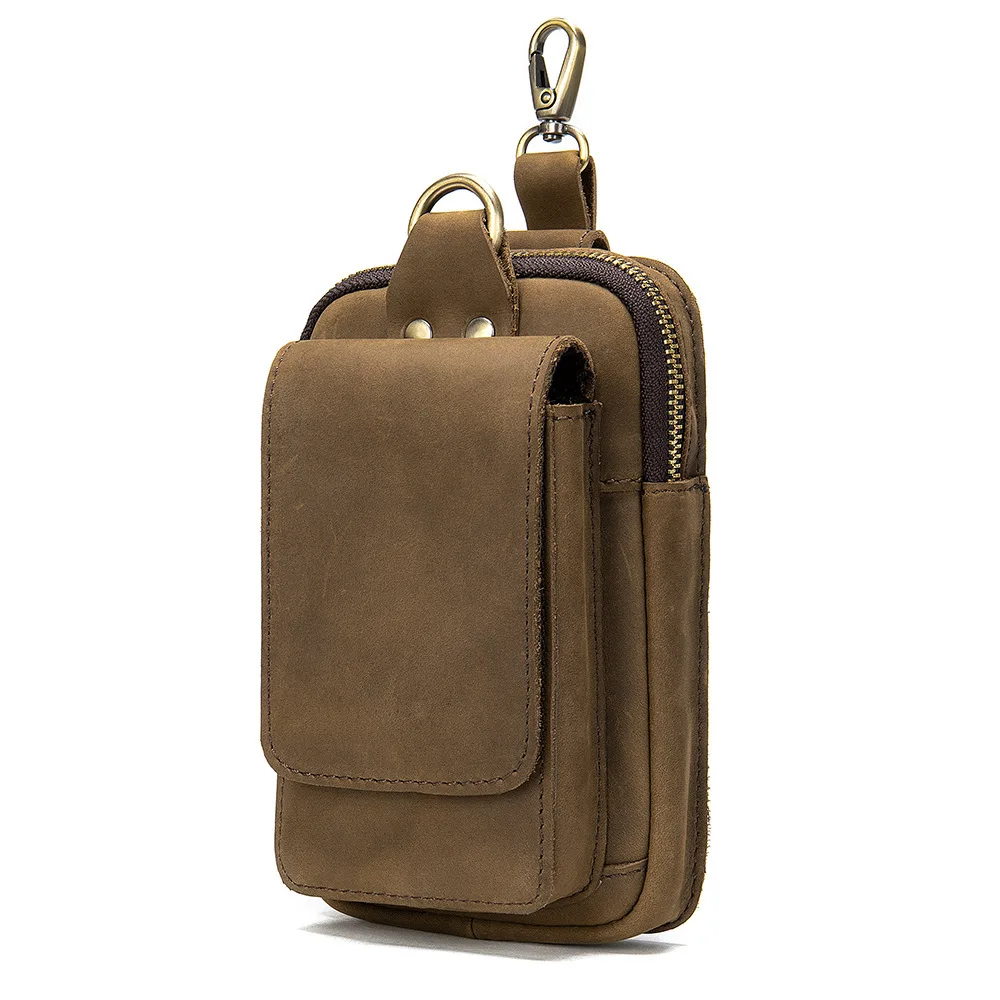 

Leather Belt Waist Bag With Hanging Buckle Portable Large Capacity Sling Pack Birthday Anniversary Gift Men's Outdoor Waistpack