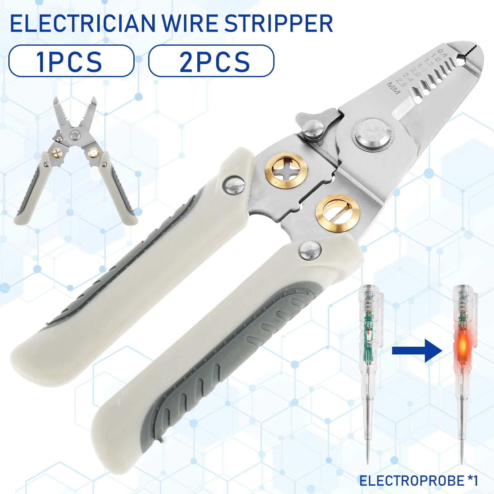 

Wire Stripper Stainless Steel Wire Stripping Pliers Ergonomic Non-slip Wire Crimper Wire Stripping Cutting Crimping Deburring