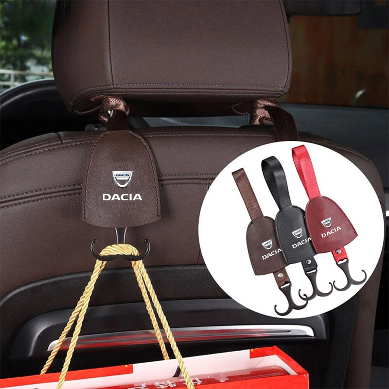 

PU Leather Car Seat Back Hook Interior Accessories Headrest Hooks Storage Hanger Organizer Holder For Dacia Duster Spring Logan