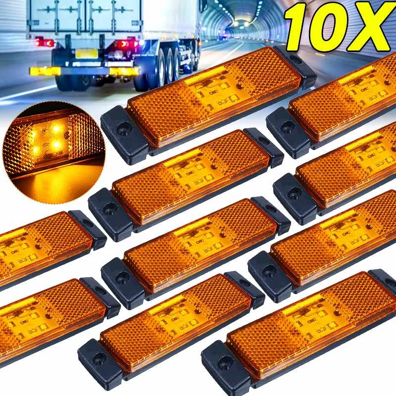 

10Pcs LED Truck Trailer Side Marker Indicators light Car Signal Brake Rear Tail Light Warning Lamp Lorry Tractor Caravan 12V 24V