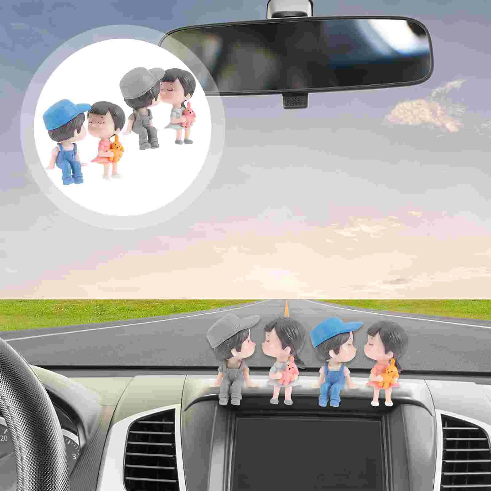 

Adorable Fun Car Decor Car Ornaments For Dashboard Dashboard Ornament Cartoon Couple Crafts Balloon Figurines