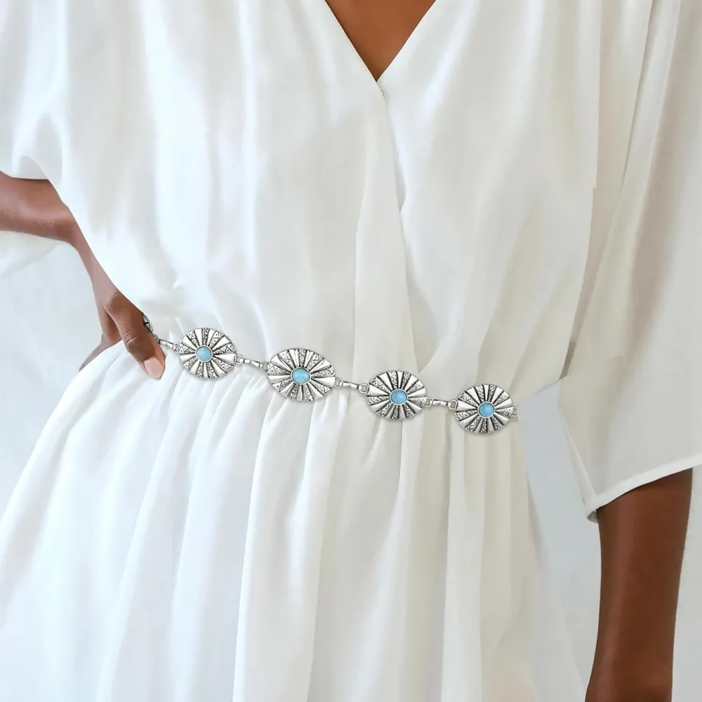 Женский ремень Farmington Concho классический с металлическими звеньями в западном