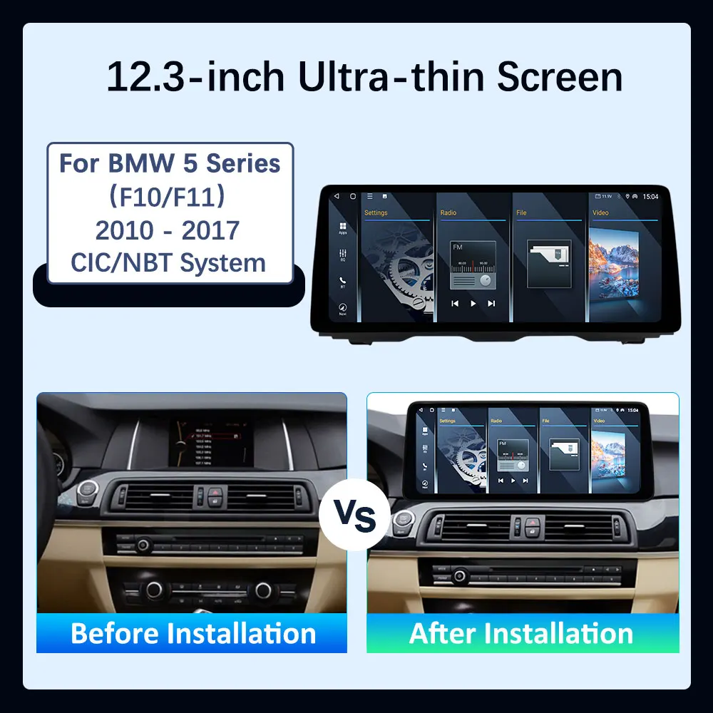 Android 14 Беспроводной автомобильный радиоприемник Carplay Мультимедийный плеер для BMW 5 серии F10 F11 2010-2017 CIC NBT Система QLED Экран GPS WiFi (art.: 3920cf99dbaa4) - 3920cf99dbaa4