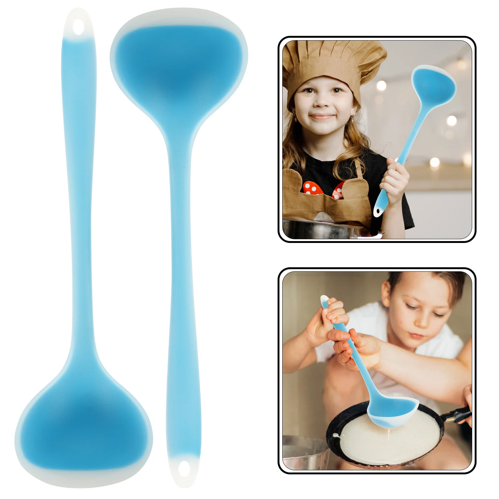 

Ladle Spoon Silicone Kitchen Cooking Serving Soup Spoons Scoop Mixing Gravy Round Ladles Portioning Sauce Stir Rice Fry