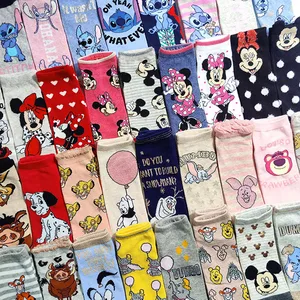 54 стиля милые женские короткие носки Disney Минни Микки Маус Стич Винни Пух хлопковые летние женские носки до щиколотки для девочек