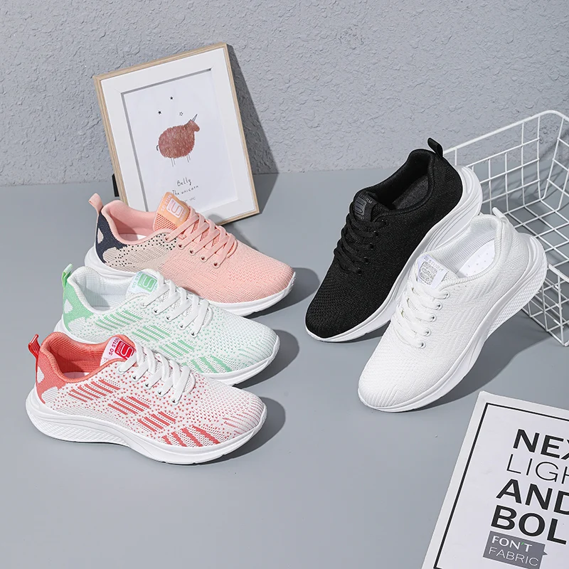 Running Shoes for Women Fashion Women's Mesh Casual Walking Shoe Breathable Lightweight Ourdoor Sports Fitness Trainers Lace-up