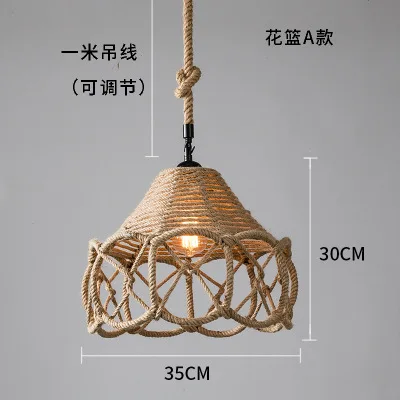 

Creative and personalized American rural small chandelier hemp rope retro style coffee shop bar counter restaurant chandelier