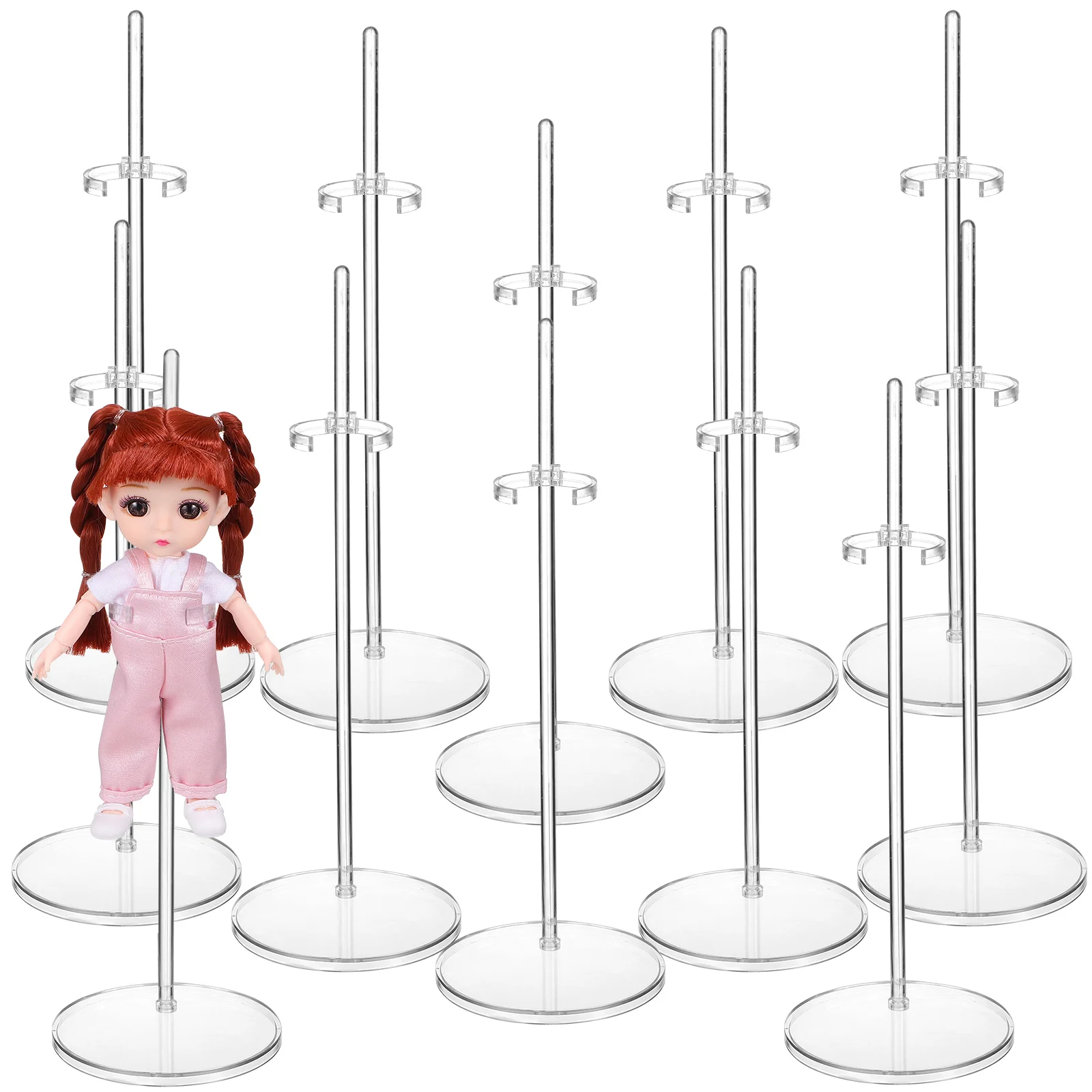 

12 Pcs Mini Dolls Support Stand Display Holder Baby Acrylic Bracket Transparent