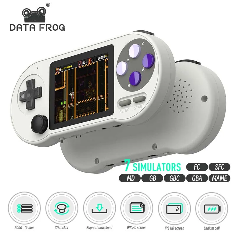Портативная портативная игровая консоль DATA FROG SF2000, 3 дюйма, ретро игровые консоли, 6000 встроенных игр, Классические мини-видеоигры для детей