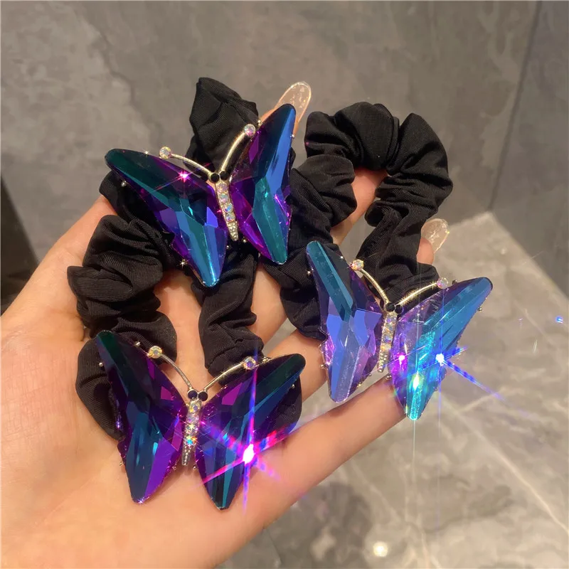 

Эластичная повязка для волос K9 с фантастическими голубыми драгоценными камнями в форме бабочки для женщин Роскошные винтажные держатели д...