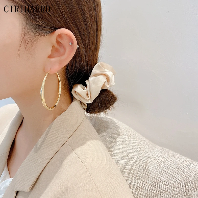 

Fashion Jewelry Women's Big Earrings Luxury Real Gold Plated Geometric Twist Piercing Large Hoop Wedding Earrings Ladies Gift