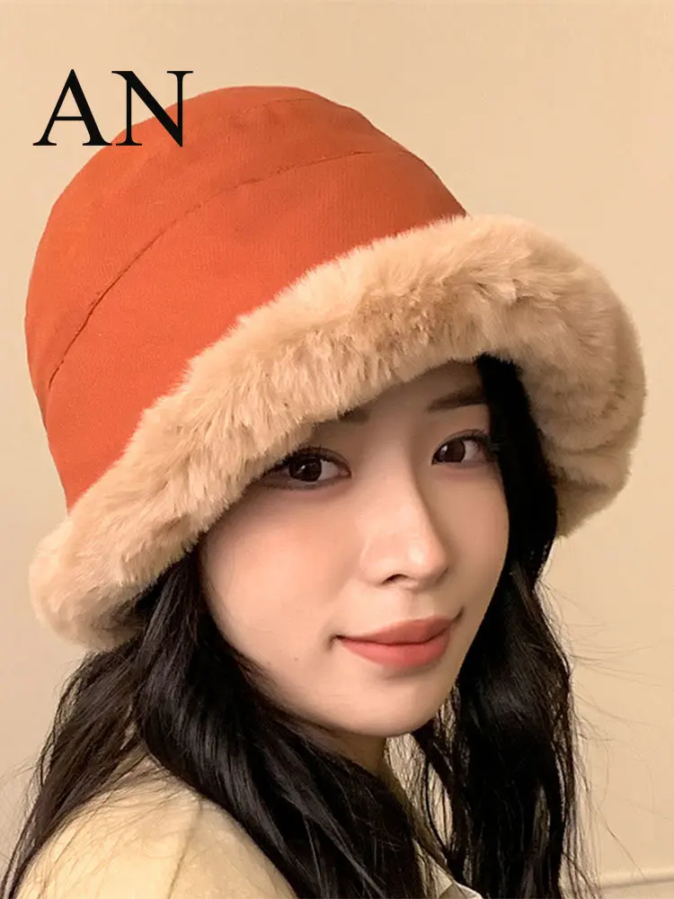 

Осенне-зимняя утолщенная теплая шапка бини женская шапка для раковины Простые Модные Повседневные Плюшевые рыбацкие Панамы для женщин шап...