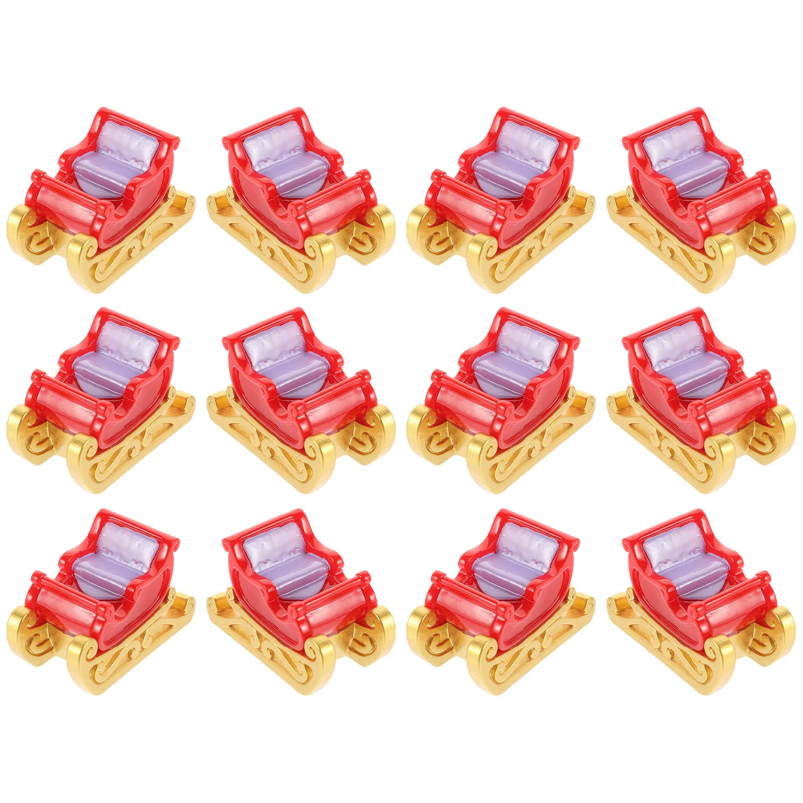

12 Pcs Miniature Sleigh Ornament Craft Decor Resin Crafting Cartoon Carriage Table Centerpiece Christmas Tree Ornaments