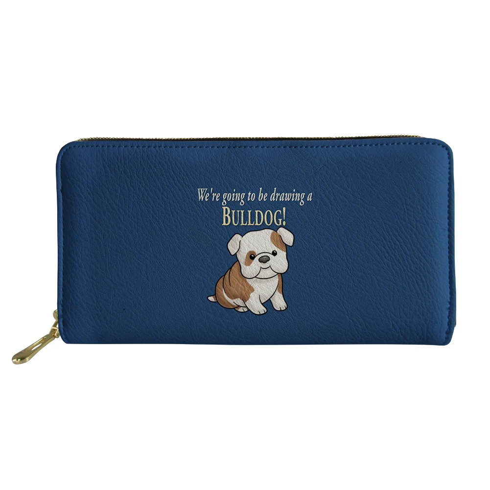 Cartoon Bulldog Pattern Long Wallet Premium Kawaii Zipper Women's Purses Personalized Customized Unisex Teenager Clutch Bag Gift