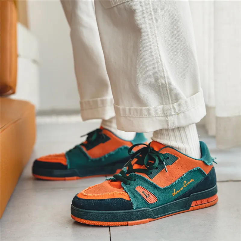 

2022 Fashion Men's Spring Sneakers Casual Comfortable Flock Flat Shoes Men Lace-up Low Hip-hop Sneakers Men zapatillas hombre