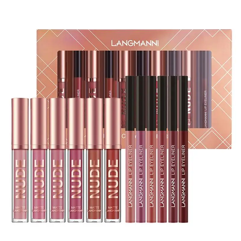 

Lipstick Makeup Set Matte Liquid Lipsticks & Lip Liners Liquid Lipstick 12pcs Lip Gloss Lip Glaze Set Wholesale Matte Lipstick