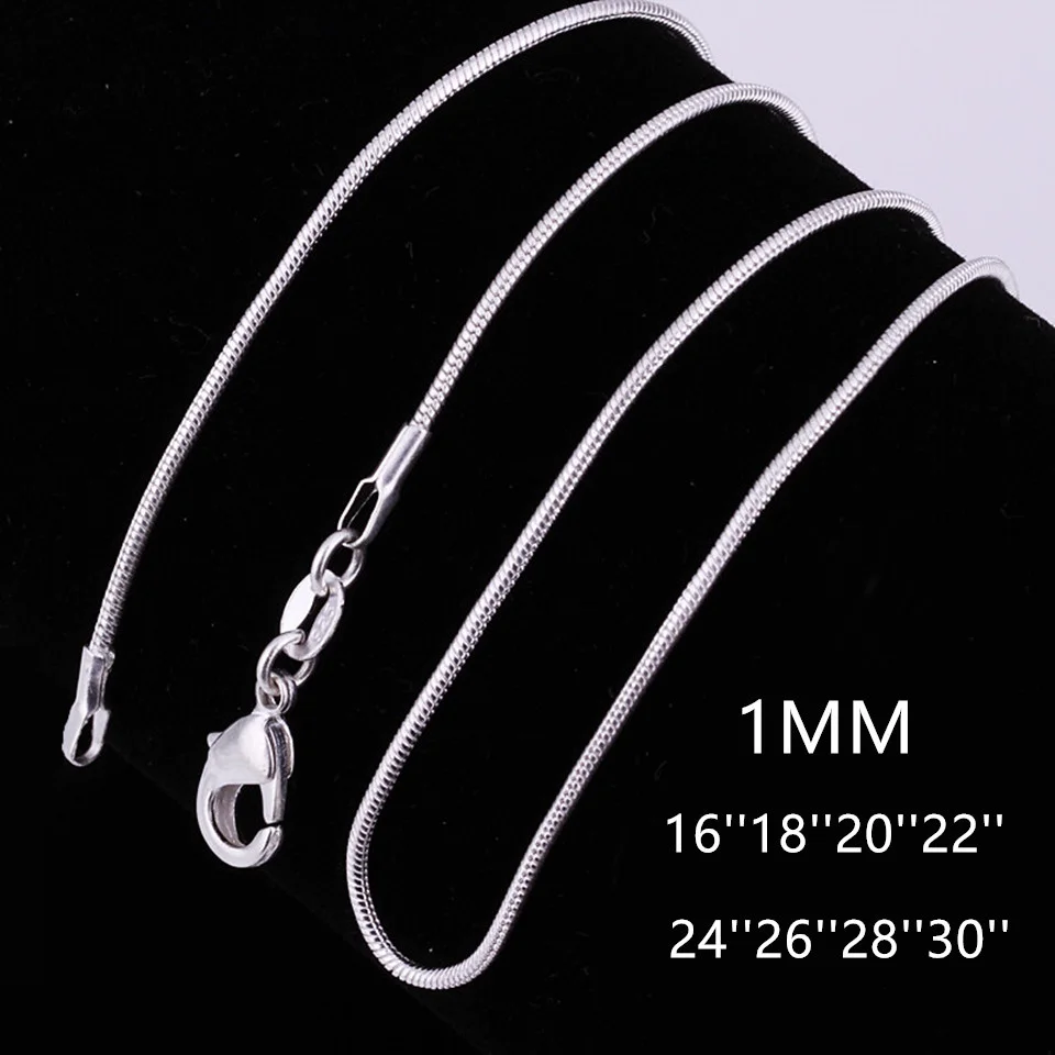 

5pcs/Lot DIY Basic Chain 1mm Snake Bone Chain Wholesale Price High Quality 16/18/20/22/24/28/30inch Ready Stock