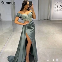 sumnus sexy prom evening dresses long off the shoulder party dress 2022 appliques high split cocktail gown saudi arabia dubai