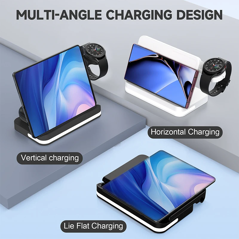 Мобильная Беспроводная зарядка четыре в одном складной подходит для Apple Samsung