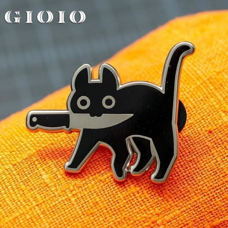 

2022 Alloys Cartoon Creative Black Cat Modeling Pop-Enamel Pin Lapel Badges Brooch Personalized Ins Couple Funny Fashion Jewelry