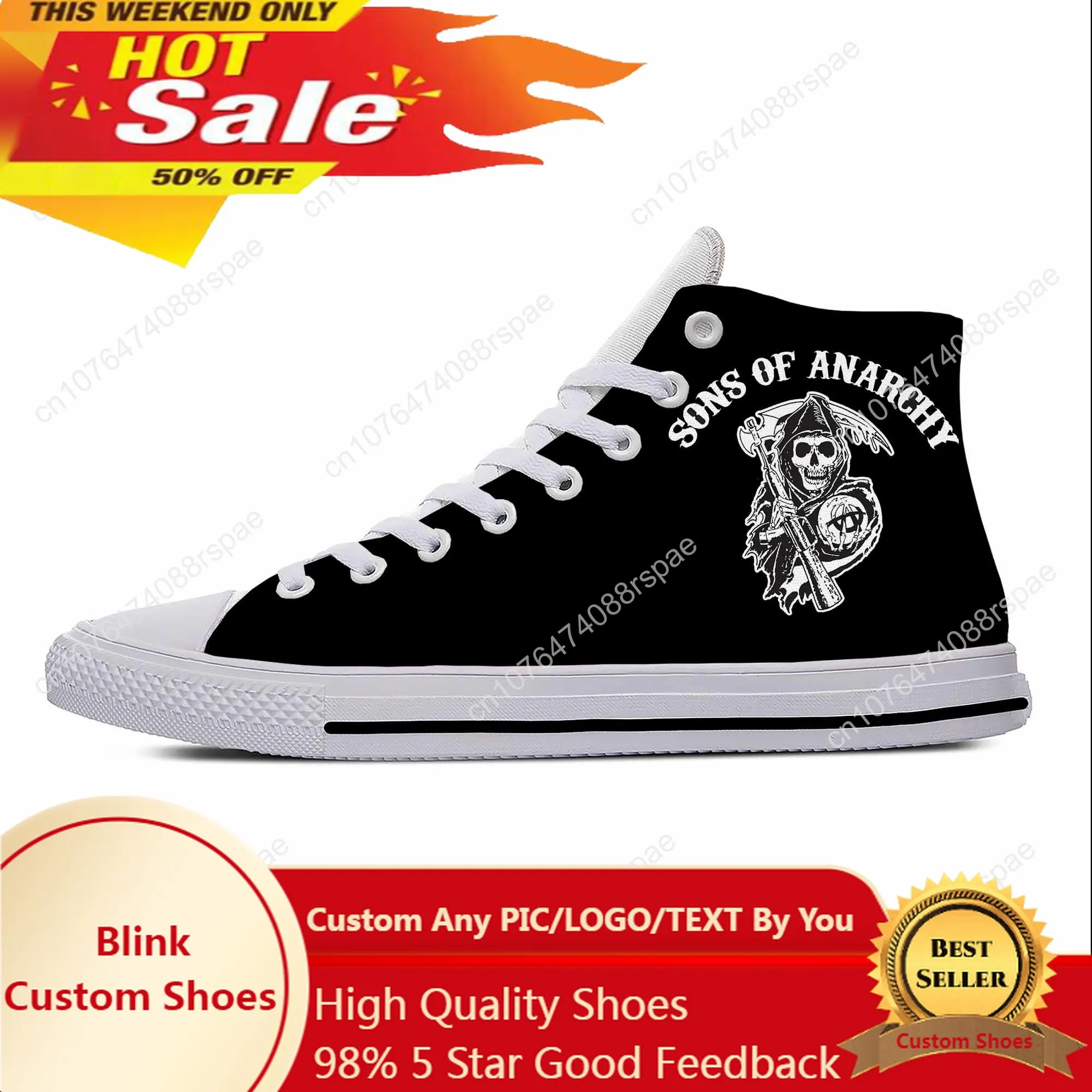 

Hot Summer Sons of Anarchy SAMCRO SOA Cool Funny Casual Shoes Lightweight High Top Breathable Board Shoes Men Women Sneakers